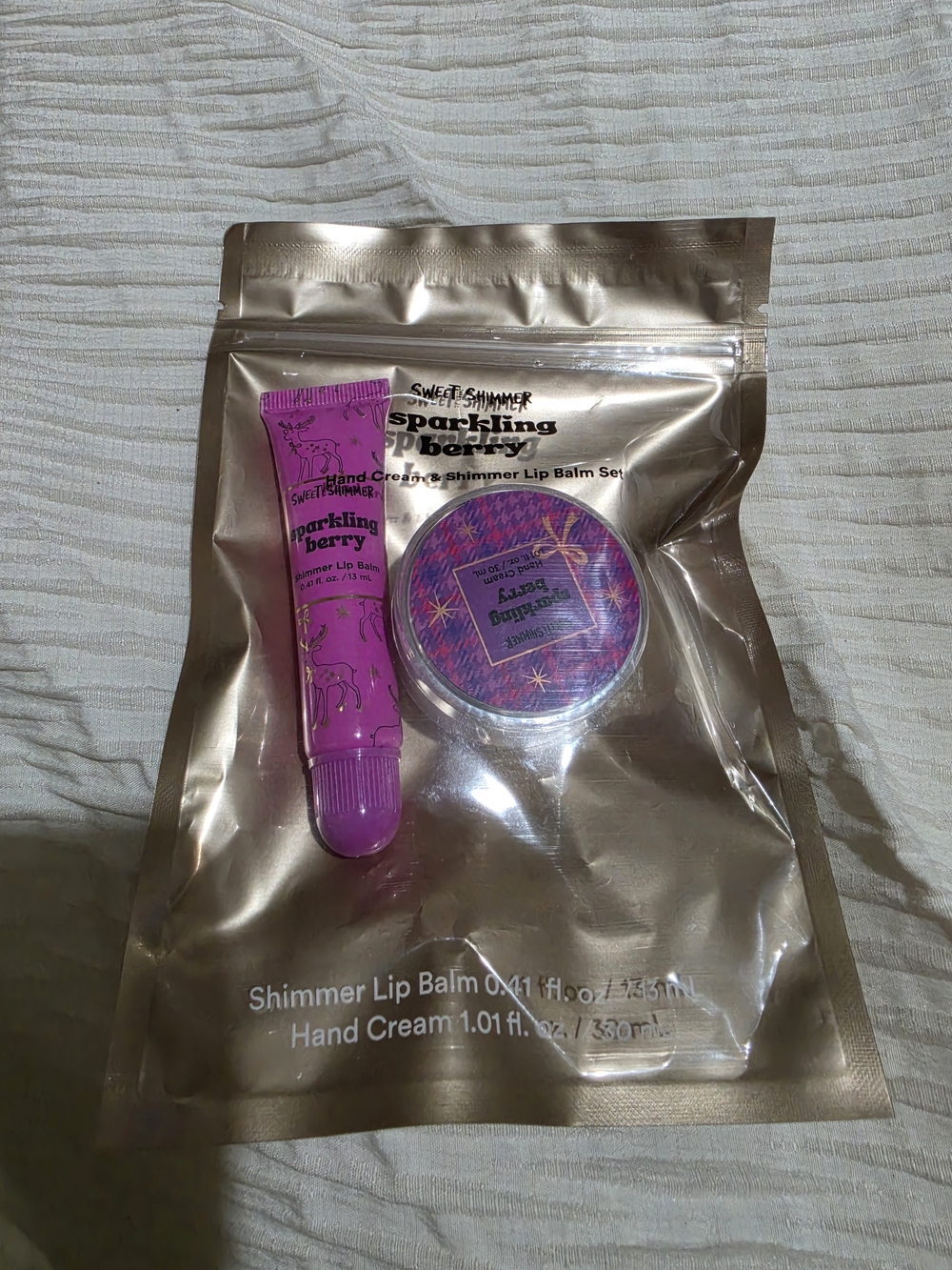 Sparkling Berry Shimmer Lip Balm & Hand Cream Set - Purple